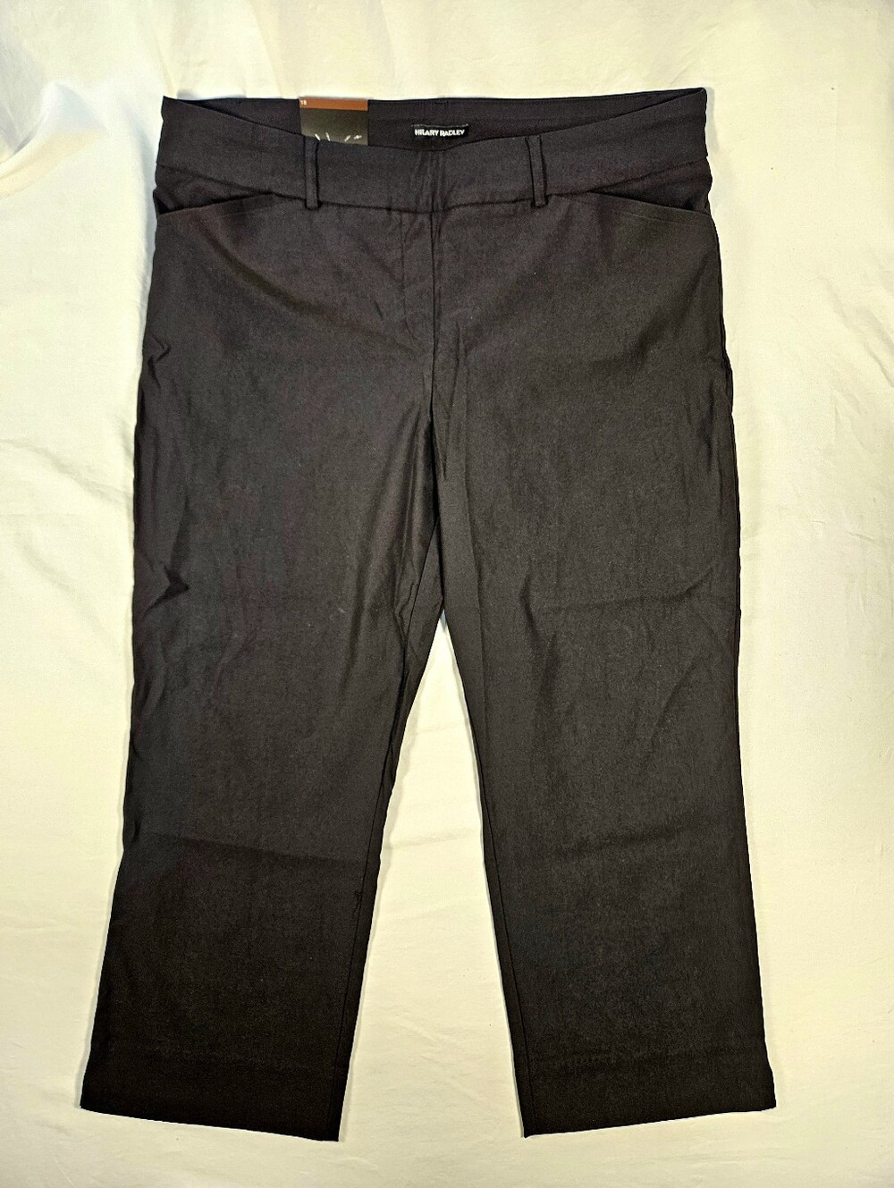 NWT Size 18 Hilary Radley Black Cropped Pull-On Pants, Comfortable